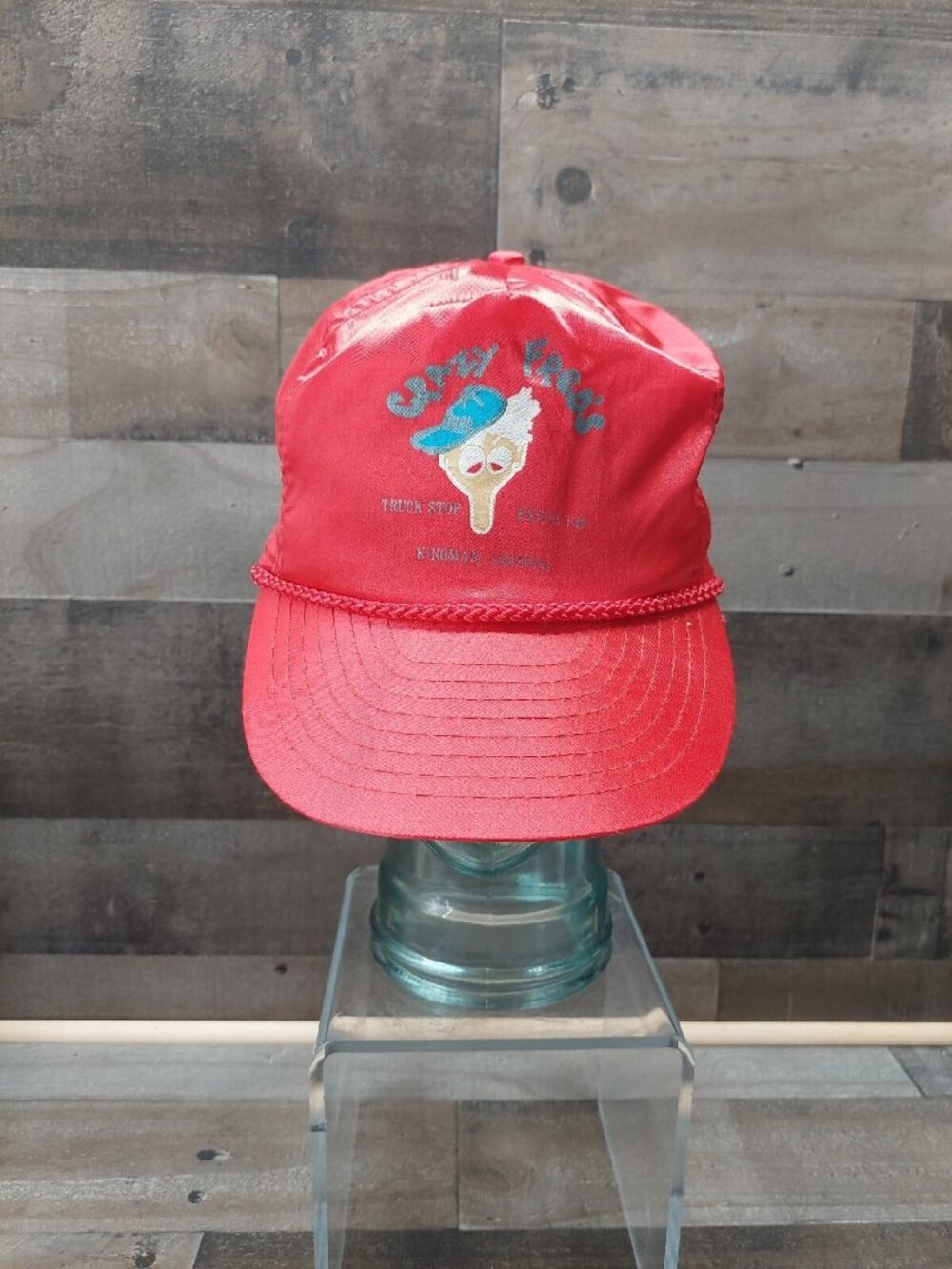 Vintage Crazy Fred's Truck Shop Kingman, AZ Red Satin Adjustable Strapback Hat